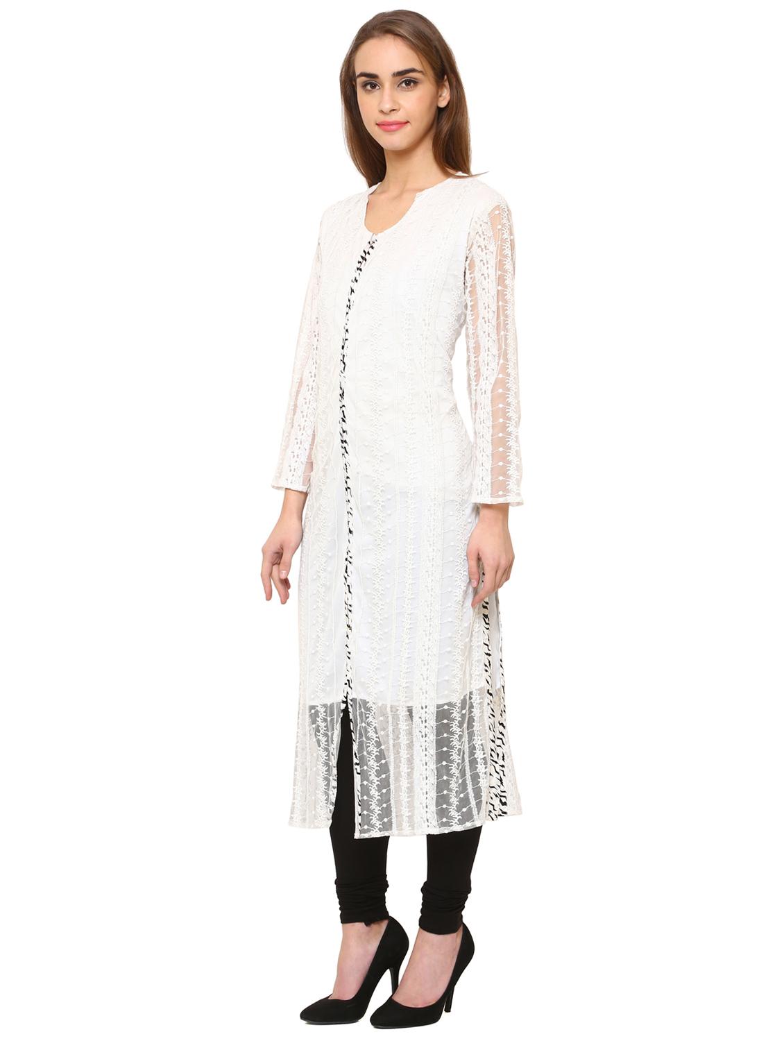 Piping straight kurta - 15625064 - Zoom Image - 2