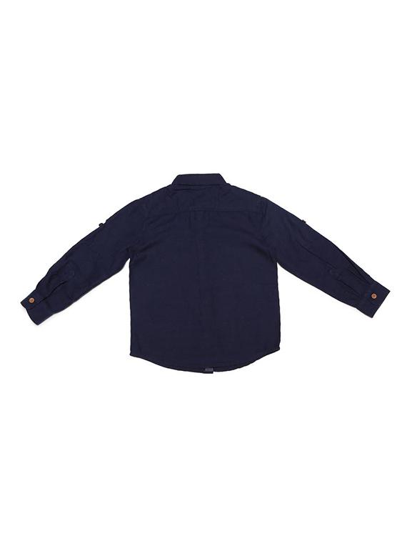navy blue cotton blend shirt - 15625167 - Zoom Image - 2