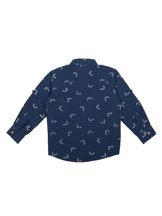 navy blue cotton shirt - 15625170 - Zoom Image - 2
