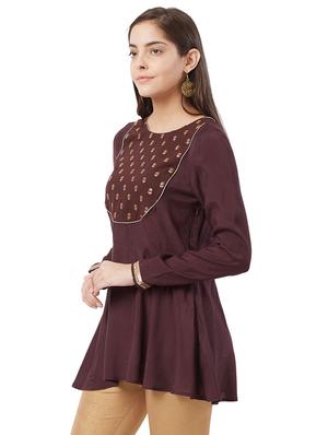 embroidered flared kurti - 15625194 - Standard Image - 2