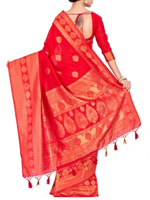 gold zari motif kanjivaram saree with blouse - 15625514 - Standard Image - 2