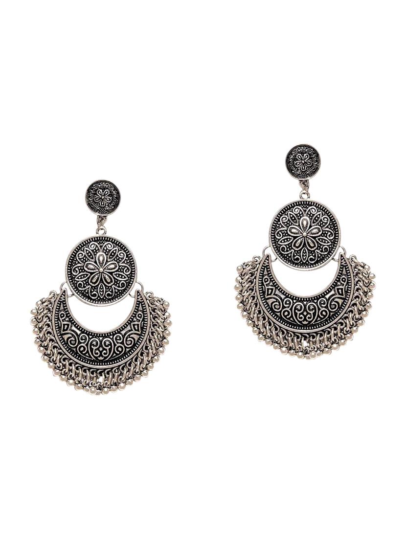 Silver Tone Oxidized Earrings - 15626077 - Zoom Image - 2