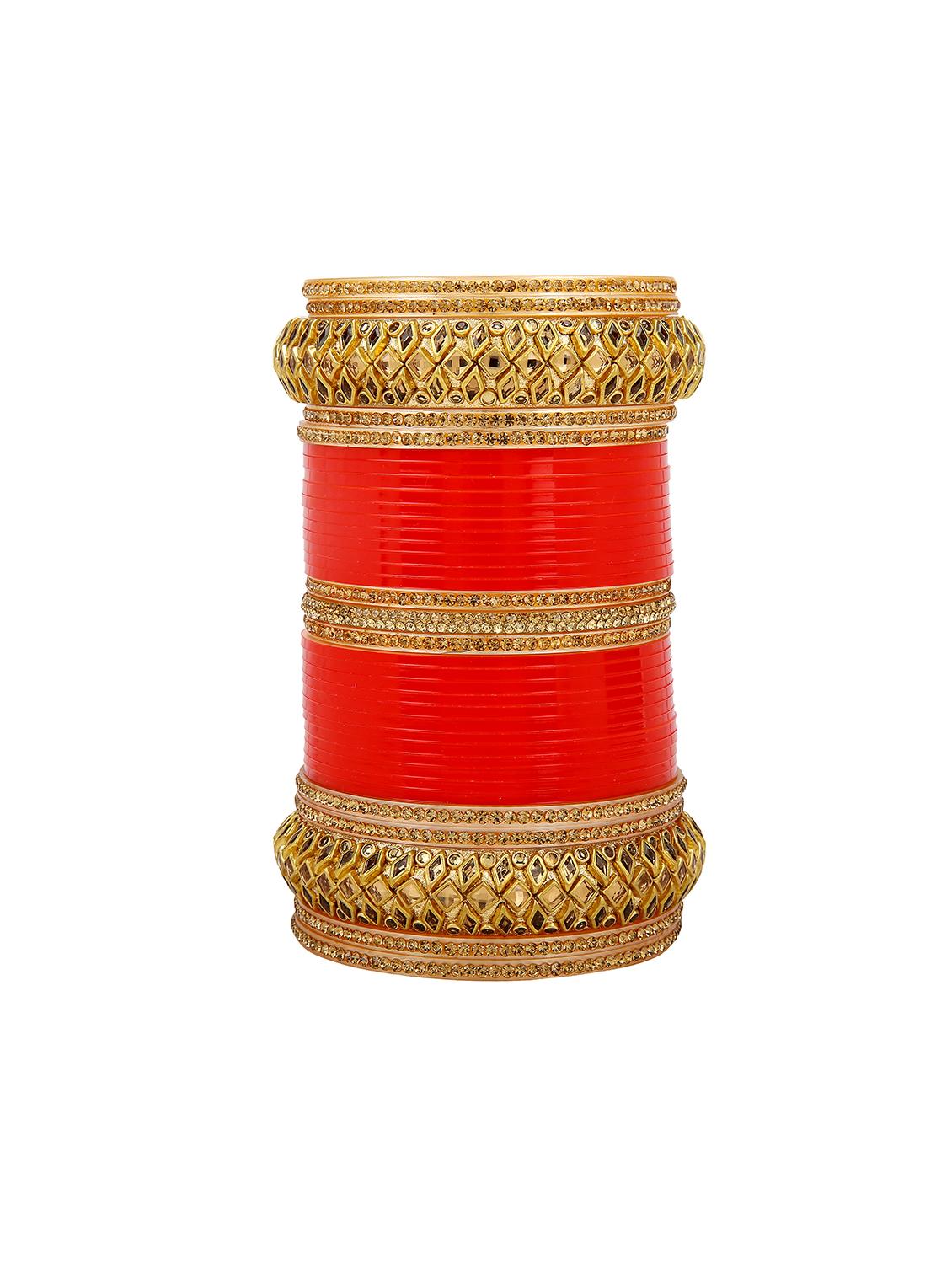 Red Gold Tone Stone Bangles - 15627464 - Zoom Image - 2