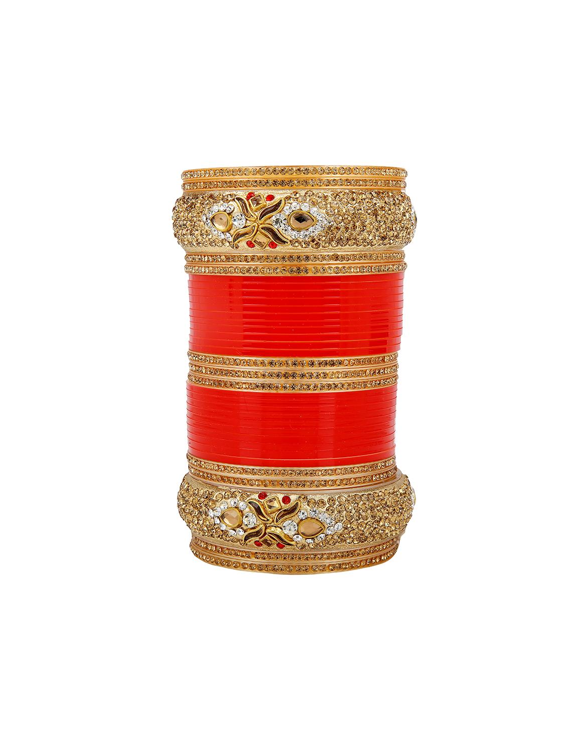 Red Gold Tone Stone Bangles - 15627465 - Zoom Image - 2