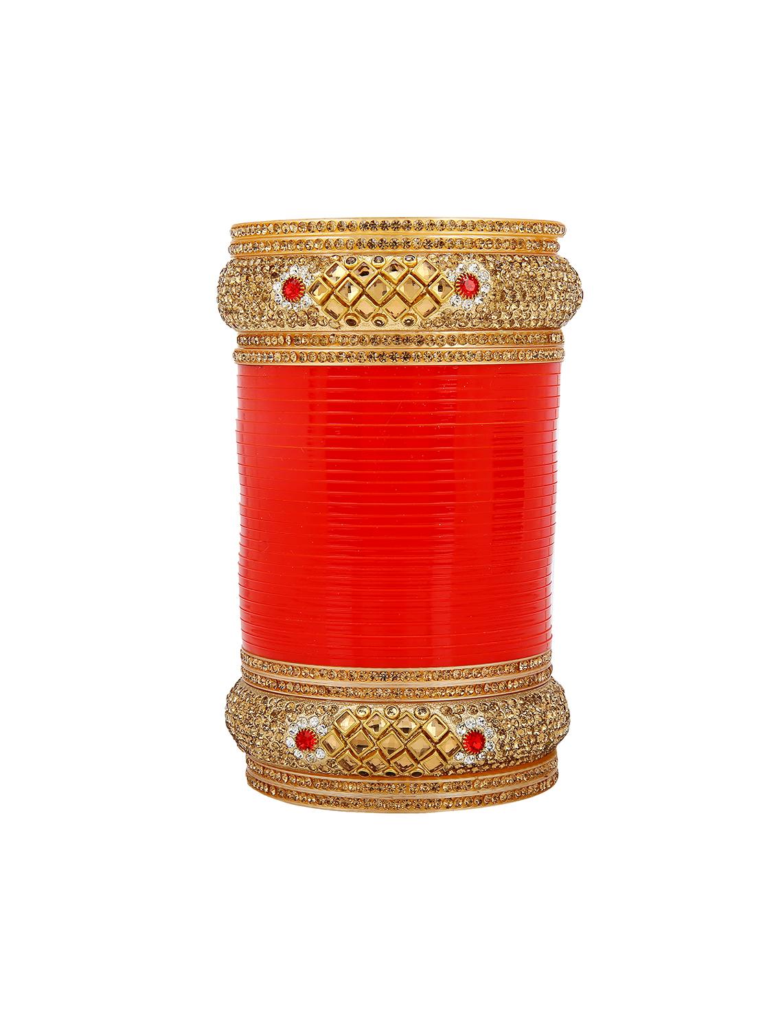 Red Gold Tone Stone Bangles - 15627466 - Zoom Image - 2