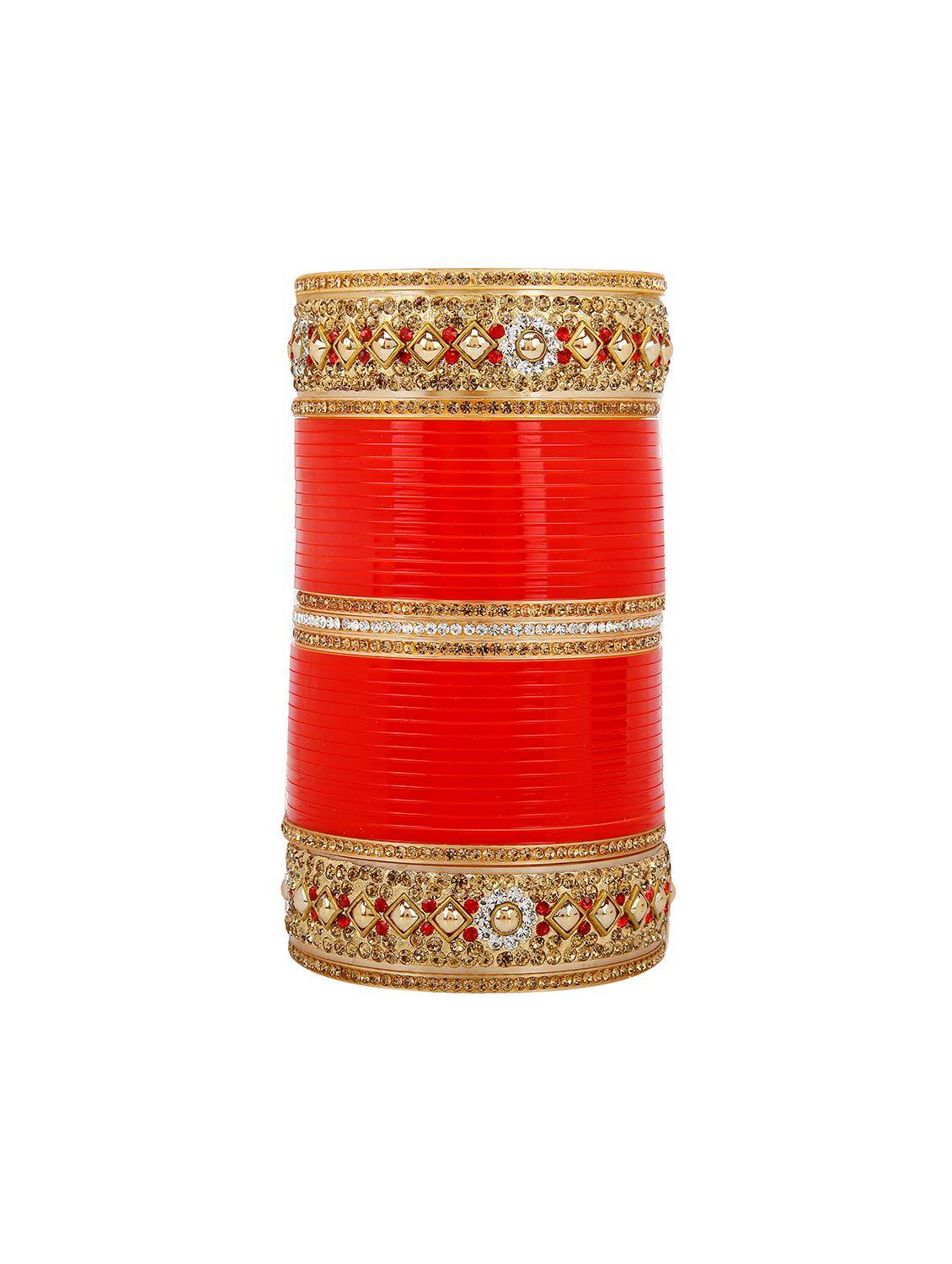 Red Gold Tone Stone Bangles - 15627468 - Zoom Image - 2