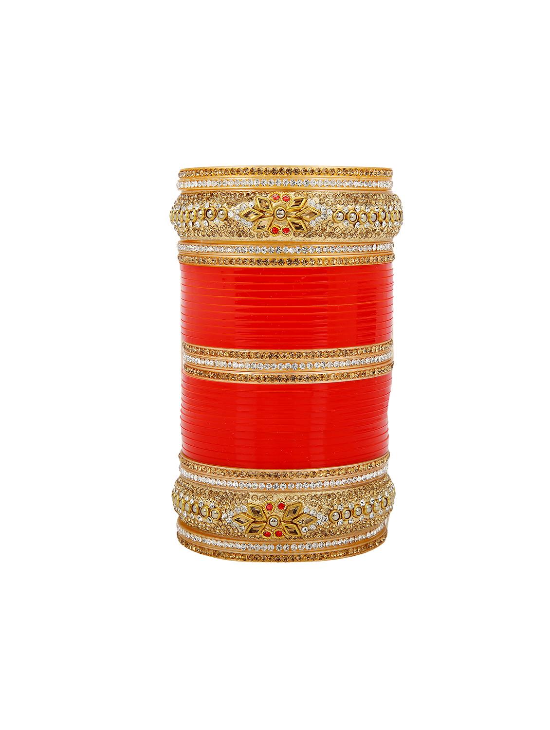 Red Gold Tone Stone Bangles - 15627469 - Zoom Image - 2