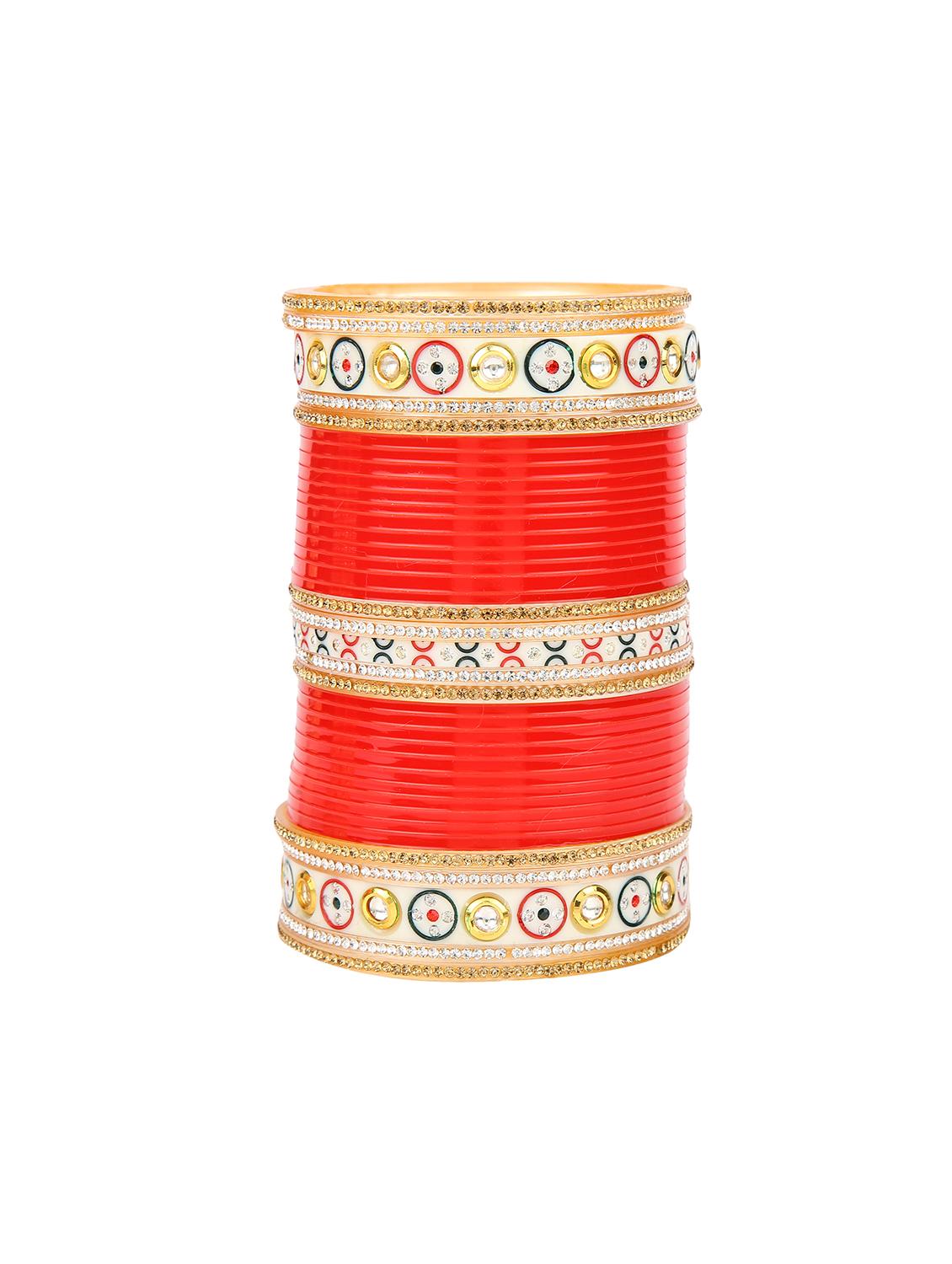 Red Gold Tone Stone Bangles - 15627473 - Zoom Image - 2