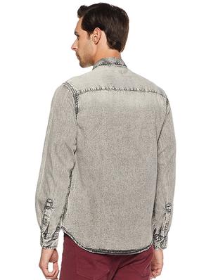grey cotton casual shirt - 15628453 - Standard Image - 2