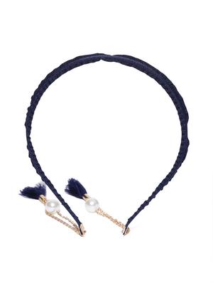 Golden Peacock Women Navy Beaded Hairband - 15628650 - Standard Image - 2