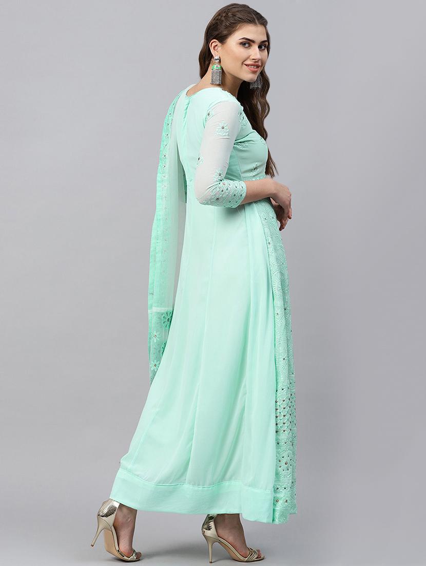 tonal embroidered anarkalli suit - 15629061 - Zoom Image - 2