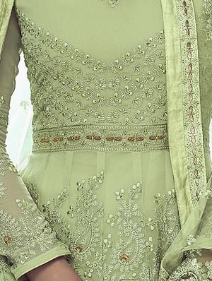 Tonal embroidered anarkalli suit - 15629098 - Standard Image - 2