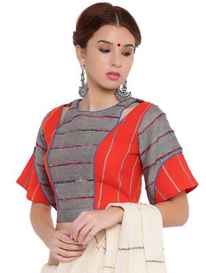 Self-design color block back tie knot blouse - 15629111 - Standard Image - 2