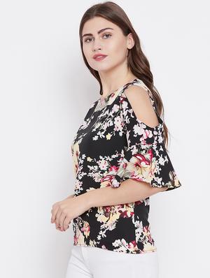 cold shoulder floral top - 15629305 - Standard Image - 2