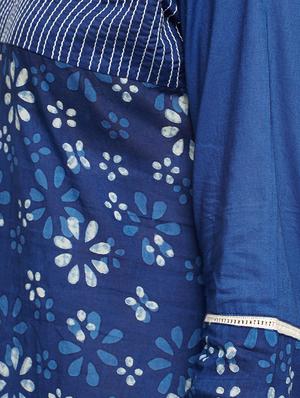 blue cotton straight kurta - 15629503 - Standard Image - 5