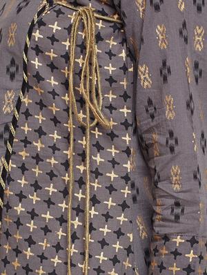 grey cotton aline kurta - 15629504 - Standard Image - 5