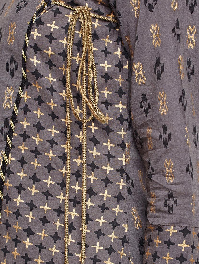 grey cotton aline kurta - 15629504 - Zoom Image - 5