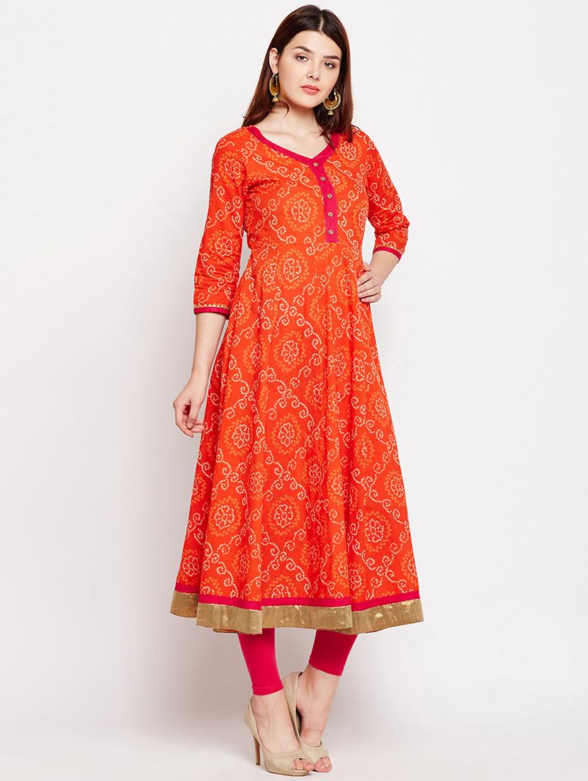 bandhani flared kurta - 15629506 - Zoom Image - 2