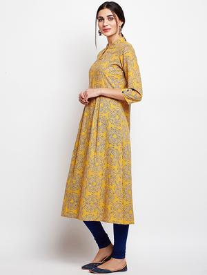 Printed sleeves detail a-line kurta - 15629511 - Standard Image - 2