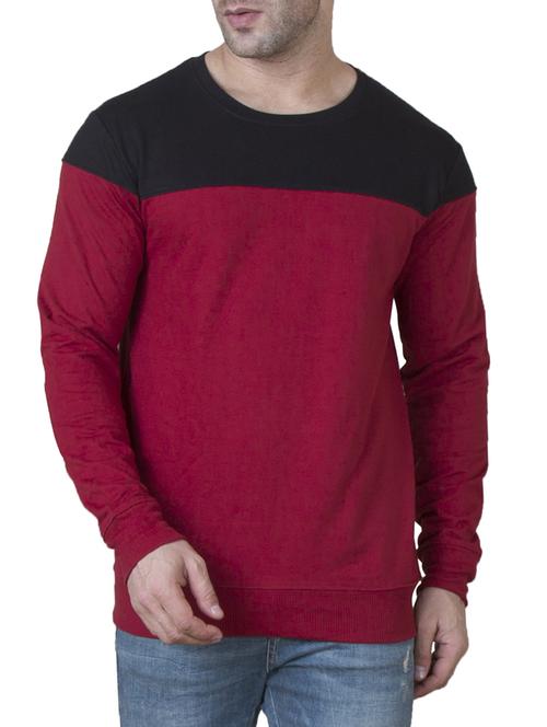 maroon cotton color block sweatshirt - 15629601 - Standard Image - 1