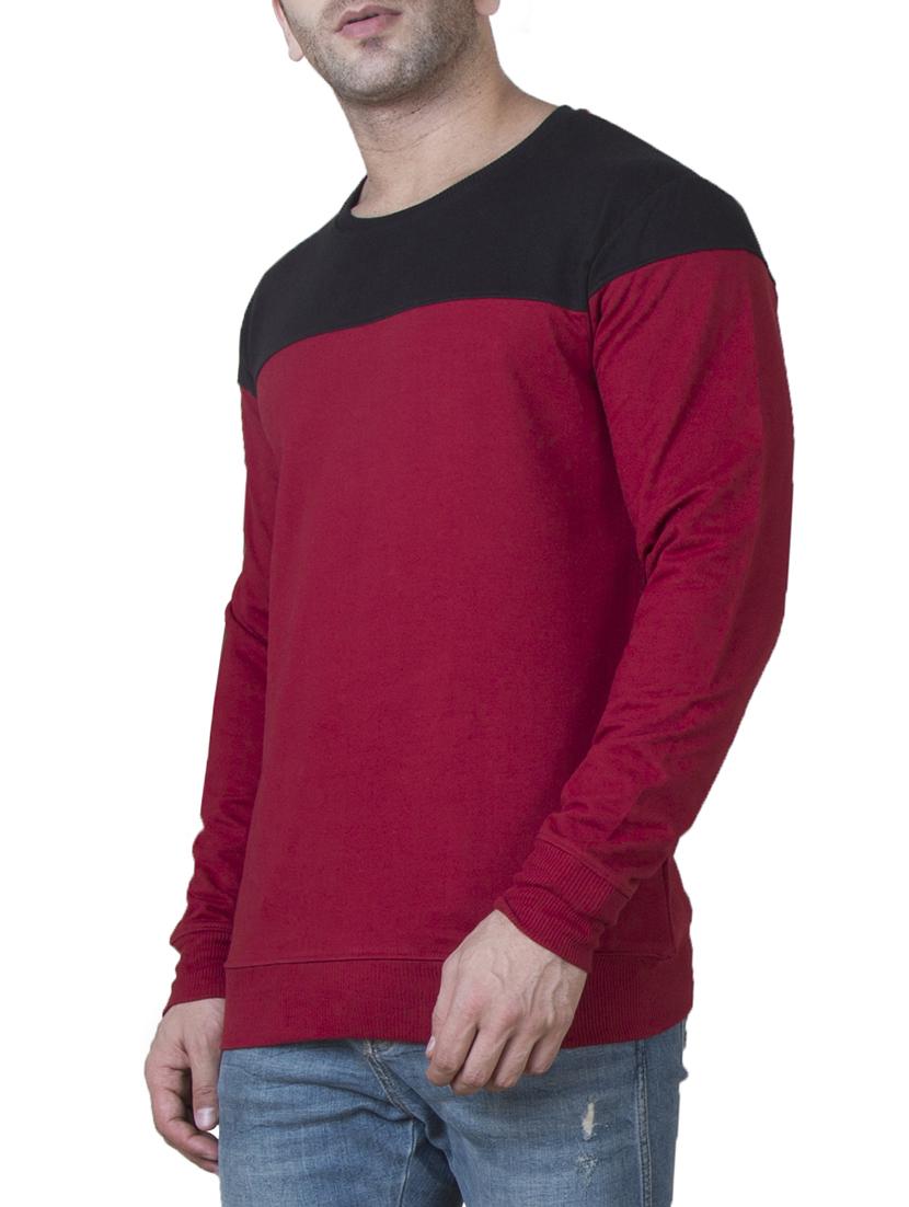 maroon cotton color block sweatshirt - 15629601 - Zoom Image - 2