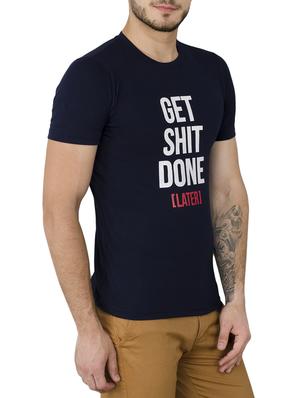 navy blue cotton chest print t-shirt - 15629602 - Standard Image - 2