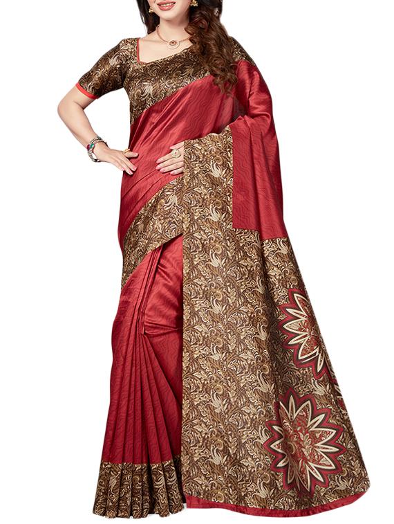 multicolor printed saree combo with blouse - 15630057 - Zoom Image - 2