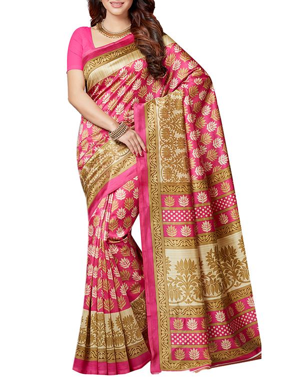 multicolor printed saree combo with blouse - 15630057 - Zoom Image - 5