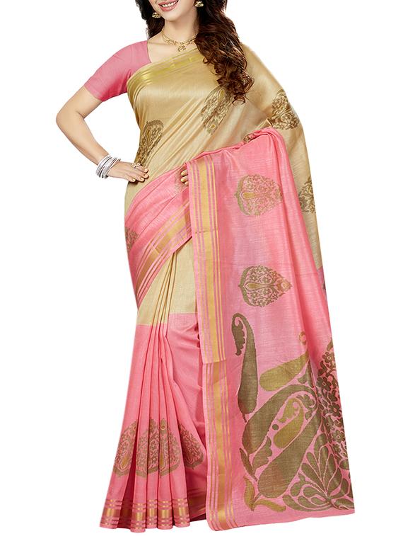 multicolor printed saree combo with blouse - 15630059 - Zoom Image - 2