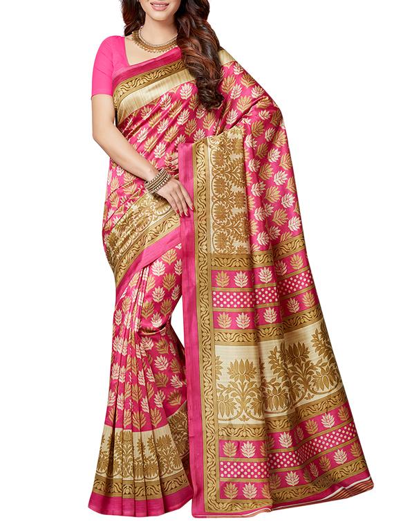 multicolor printed saree combo with blouse - 15630062 - Zoom Image - 2
