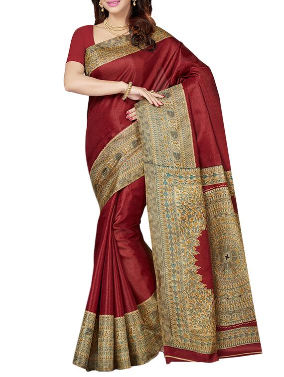 multicolor printed saree combo with blouse - 15630063 - Zoom Image - 2