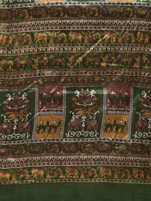 contrast pallu warli printed saree with blouse - 15630536 - Standard Image - 5