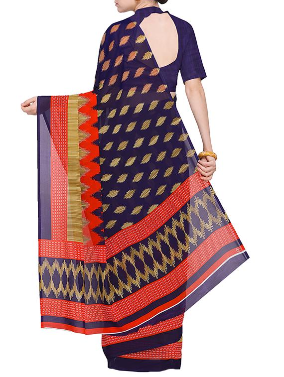 geometrical printed saree with blouse - 15630648 - Zoom Image - 2