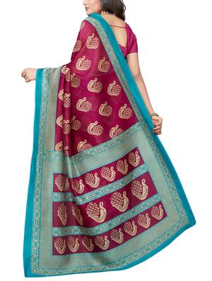 conversational printed saree with blouse - 15630958 - Standard Image - 2