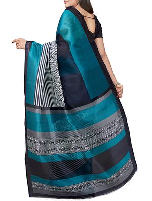 striped printed saree with blouse - 15630960 - Standard Image - 2