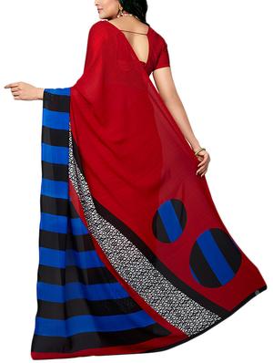 geometrical printed saree with blouse - 15630965 - Standard Image - 2