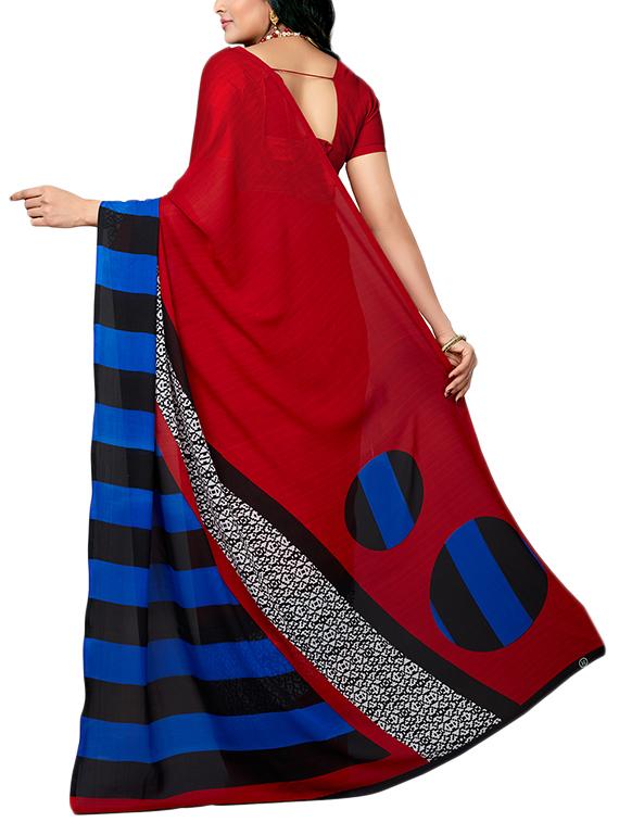 geometrical printed saree with blouse - 15630965 - Zoom Image - 2
