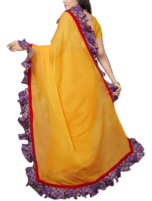 ruffle lace border saree with blouse - 15630992 - Standard Image - 2