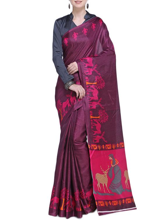 multicolor printed saree combo with blouse - 15631028 - Zoom Image - 2