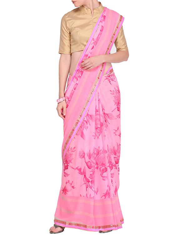 multicolor printed saree combo with blouse - 15631030 - Zoom Image - 5