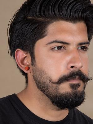 silver satin less steel studs earring - 15635582 - Standard Image - 5