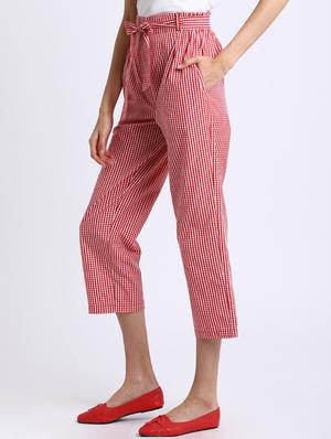 front tie belted cropped trouser - 15637125 - Standard Image - 2