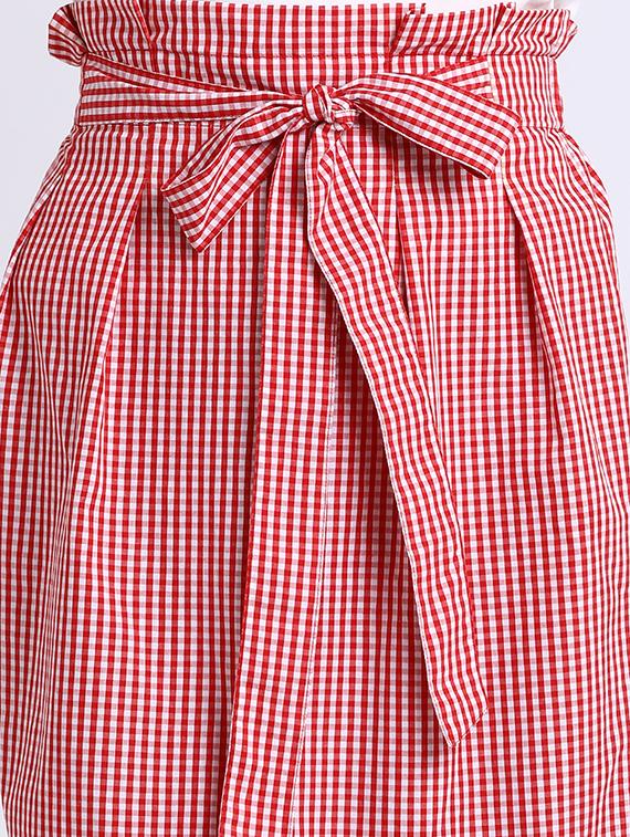 checkered tie up waist skirt - 15637130 - Zoom Image - 5