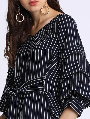 tie up front striped top - 15637135 - Standard Image - 5