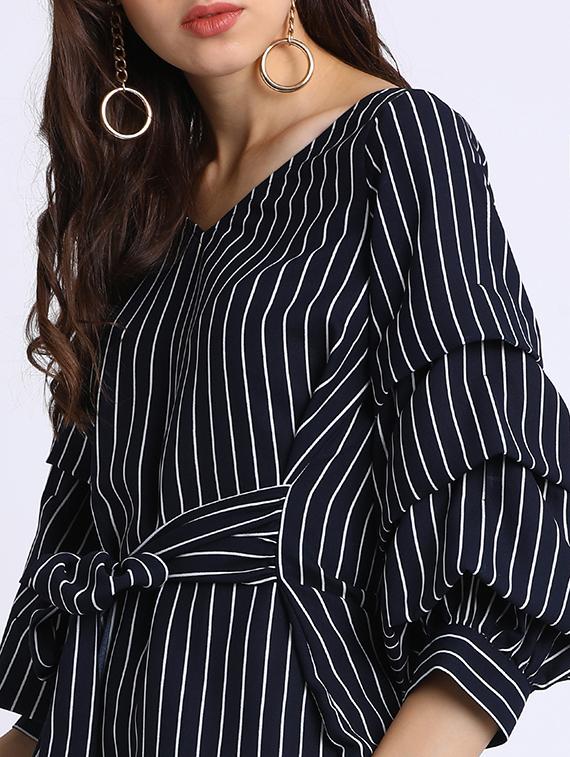 tie up front striped top - 15637135 - Zoom Image - 5
