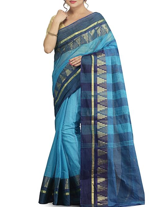temple zari border tant saree - 15637766 - Very Small Image - 1