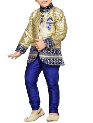 blue silk blend kurta set - 15640933 - Standard Image - 2