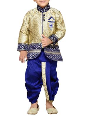 blue silk blend kurta set - 15640933 - Standard Image - 5