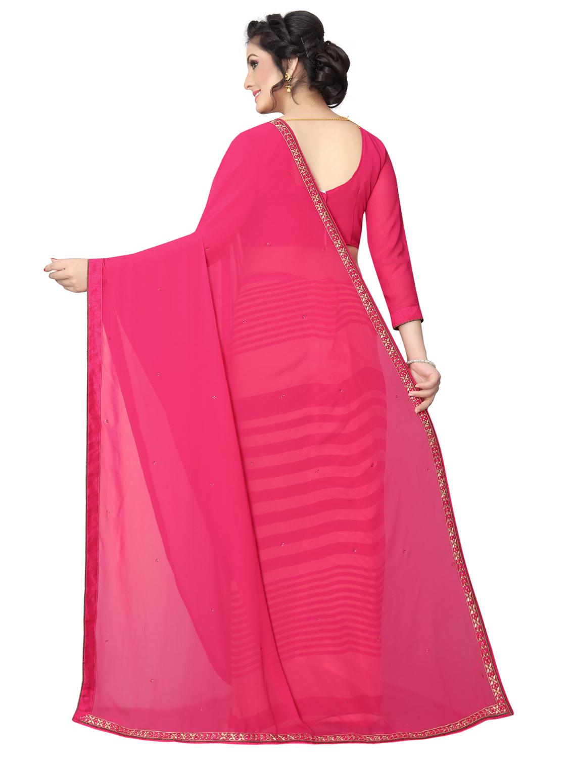 striped half and half saree with blouse - 15642648 - Zoom Image - 2