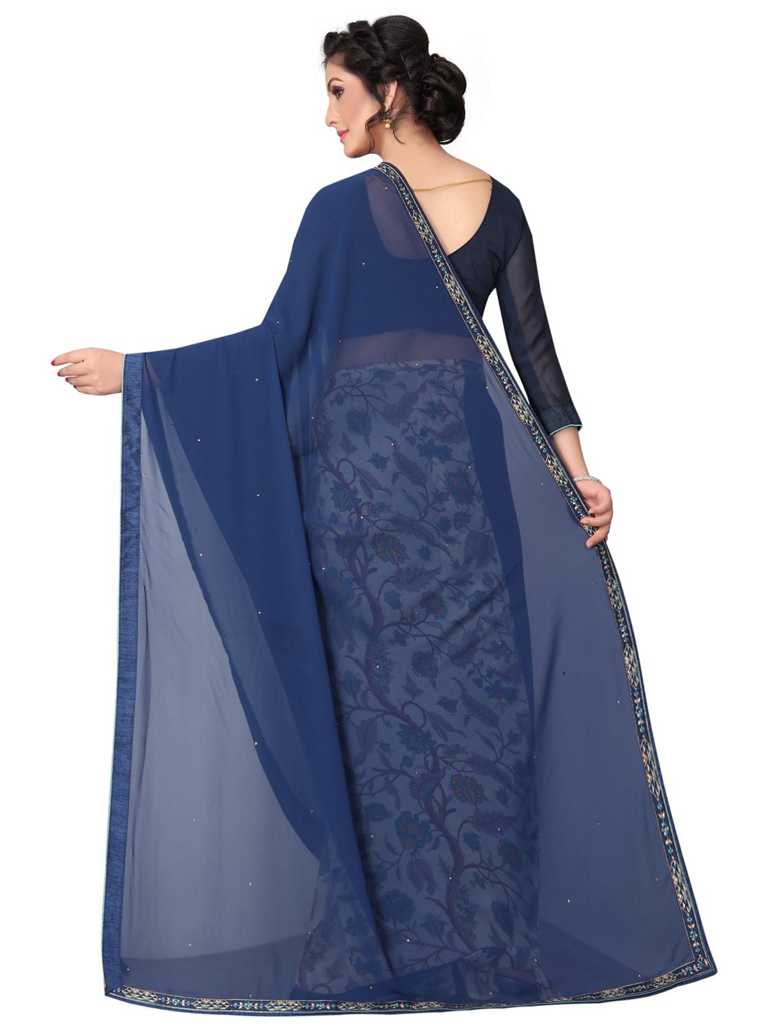 floral half and half saree with blouse - 15642653 - Zoom Image - 2